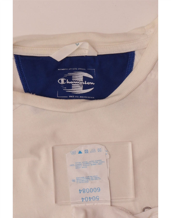 CHAMPION Womens Graphic Top Long Sleeve UK 16 Large White Cotton