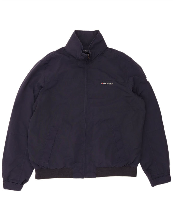 Męska kurtka bomberka z kapturem TOMMY HILFIGER UK 38, średni granatowy nylon