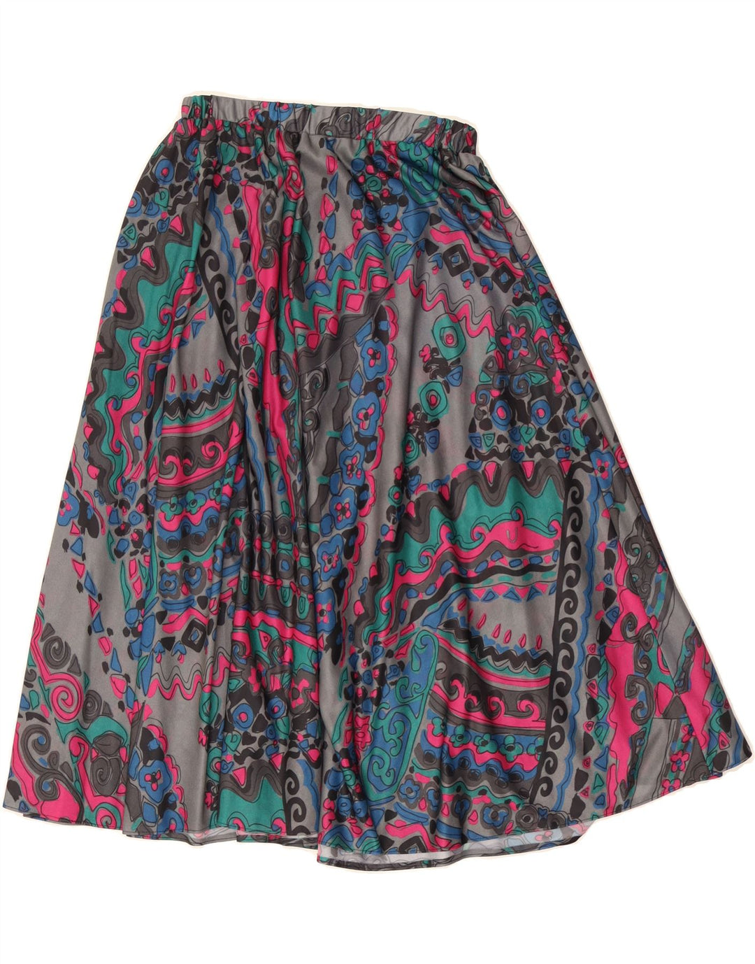 VINTAGE Womens A-Line Skirt W28 Medium  Grey Paisley Vintage Vintage and Second-Hand Vintage from Messina Hembry 