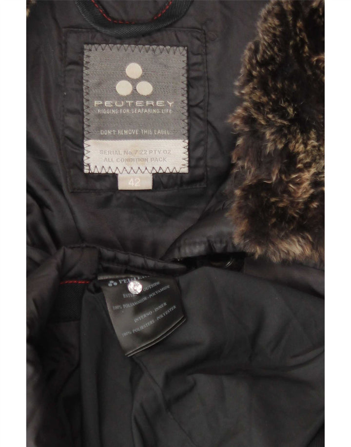 PEUTEREY Męski ocieplany płaszcz z kapturem IT 42 Medium Black