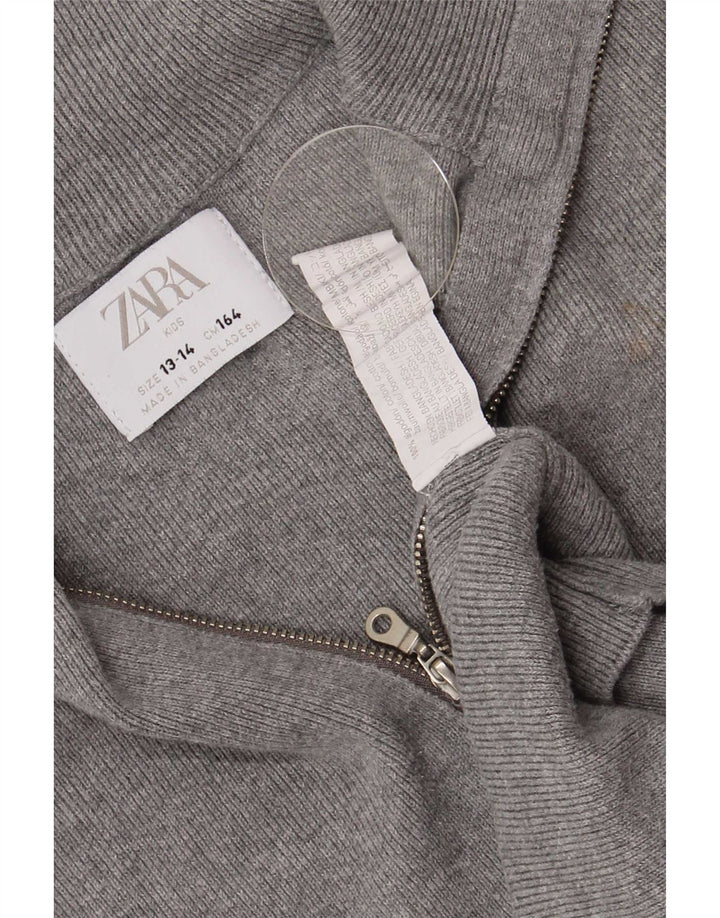 Bluza chłopięca Zara z długim rękawem i zamkiem 1/4, 13-14 lat, szara bawełna