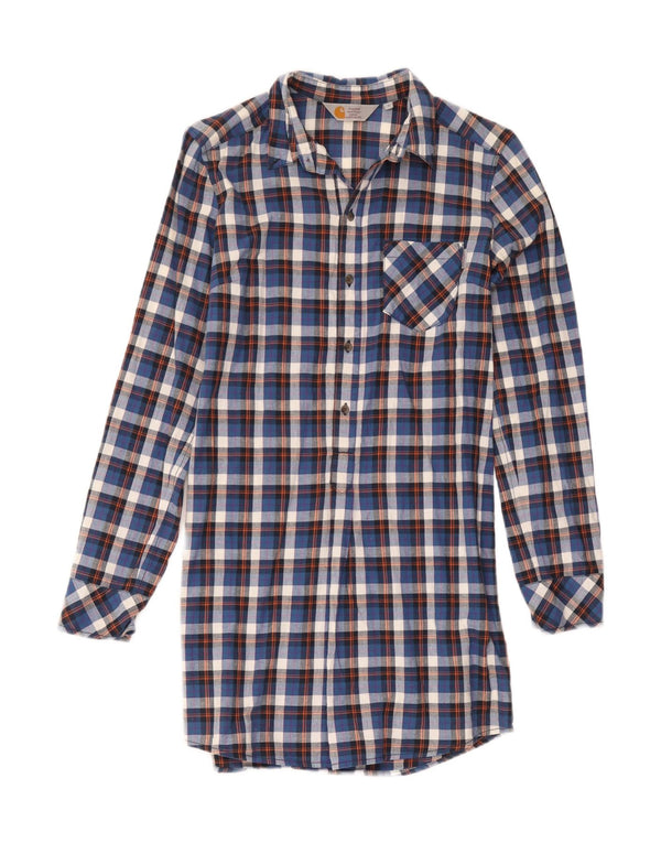 Carhartt Womens Long Sleeve Shirt Dress UK 10 Small Blue Check Cotton