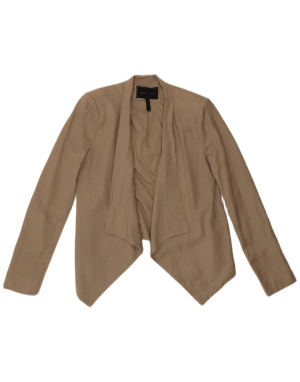 BCBGMAXAZRIA Damska asymetryczna otwarta marynarka UK 6 XS Beżowy Rayon