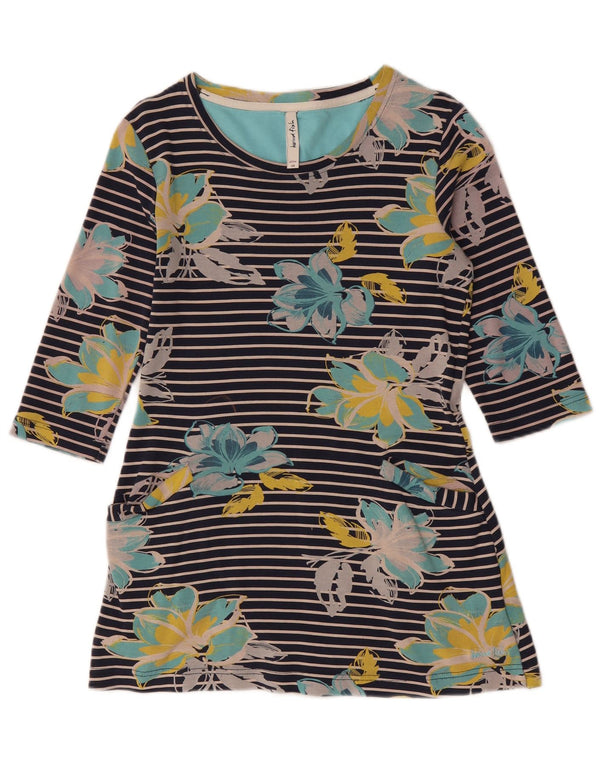 Damski top WEIRD FISH z rękawem 3/4, UK 10, mały, granatowy, z bawełny w kwiaty