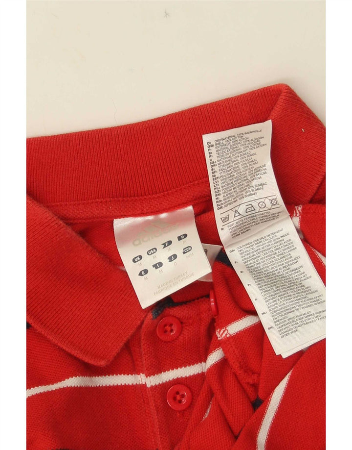 Męska koszulka polo Adidas, bawełniana, w średnie czerwone paski