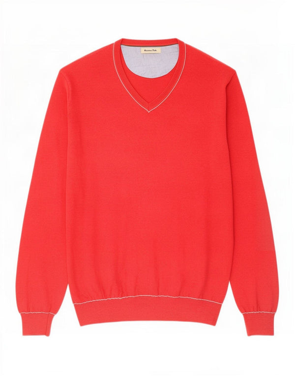 Męski sweter XL Massimo Dutti z dekoltem w kształcie litery V, czerwony