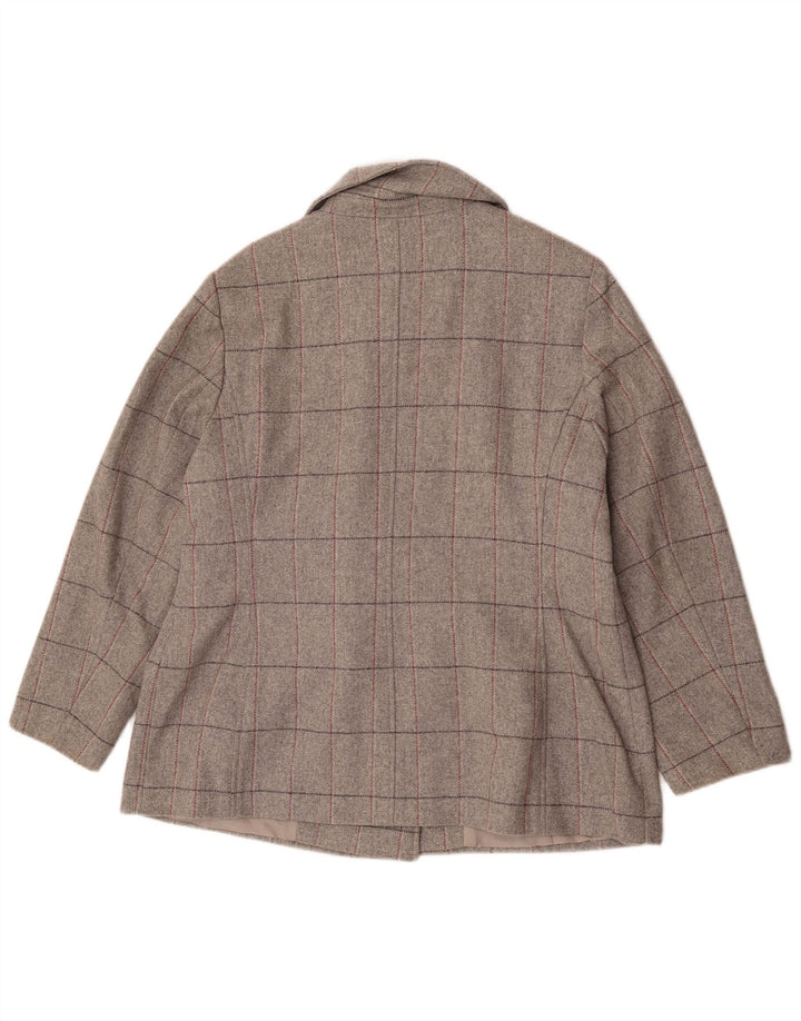 Marks & Spencer Damski płaszcz dwurzędowy UK 18 XL Szary w kratkę, nowa wełna