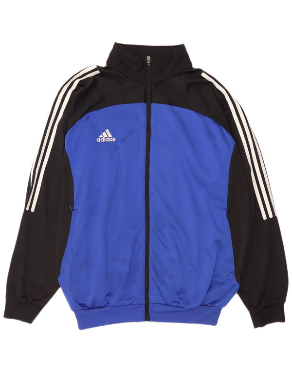 Adidas Męska kurtka dresowa UK 46/48 XL Niebieski poliester z blokami kolorów