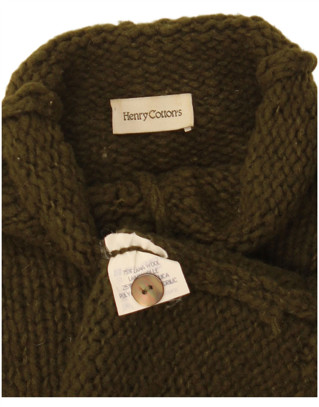 Damski sweter zapinany na guziki Henry Cottons IT 46, duża wełna khaki