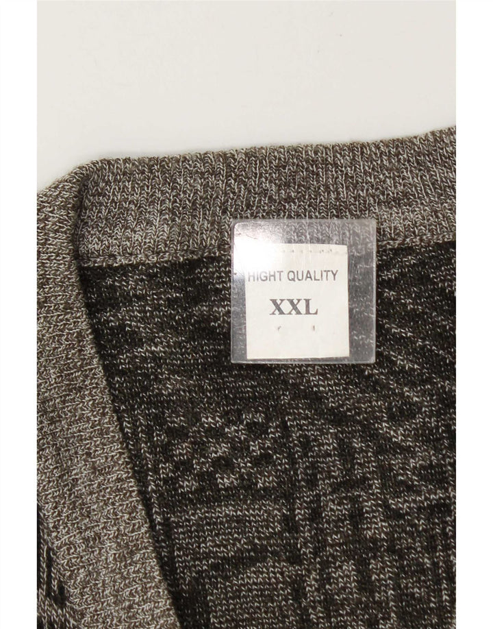 Vintage męski podkoszulek bez rękawów 2XL szara geometryczna wełna