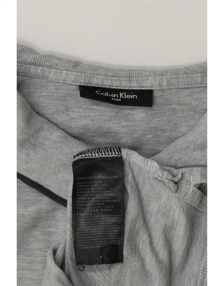 Męska koszulka polo Calvin Klein, mała, szara, bawełniana w plamki