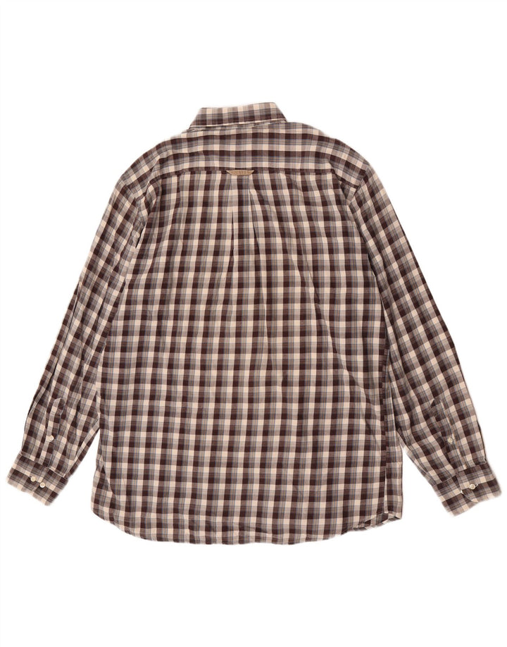 Męska koszula flanelowa Barbour, duża, brązowa, bawełniana w kratę