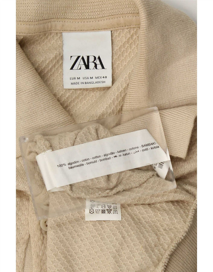 Męska koszulka polo Zara, średnia beżowa bawełna