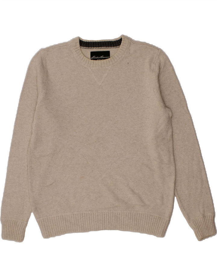 EDDIE BAUER Mens Crew Neck Jumper Sweater Large Beige Cotton Vintage Eddie Bauer and Second-Hand Eddie Bauer from Messina Hembry 
