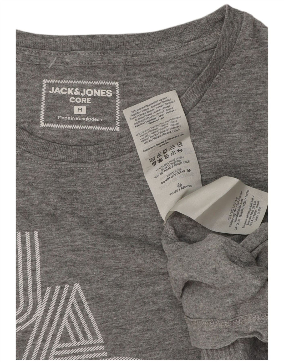 Męski T-shirt z grafiką Jack & Jones, średnioszary, bawełniany w cętki