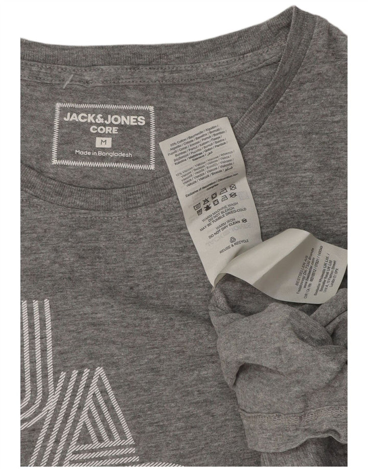 Męski T-shirt z grafiką Jack & Jones, średnioszary, bawełniany w cętki
