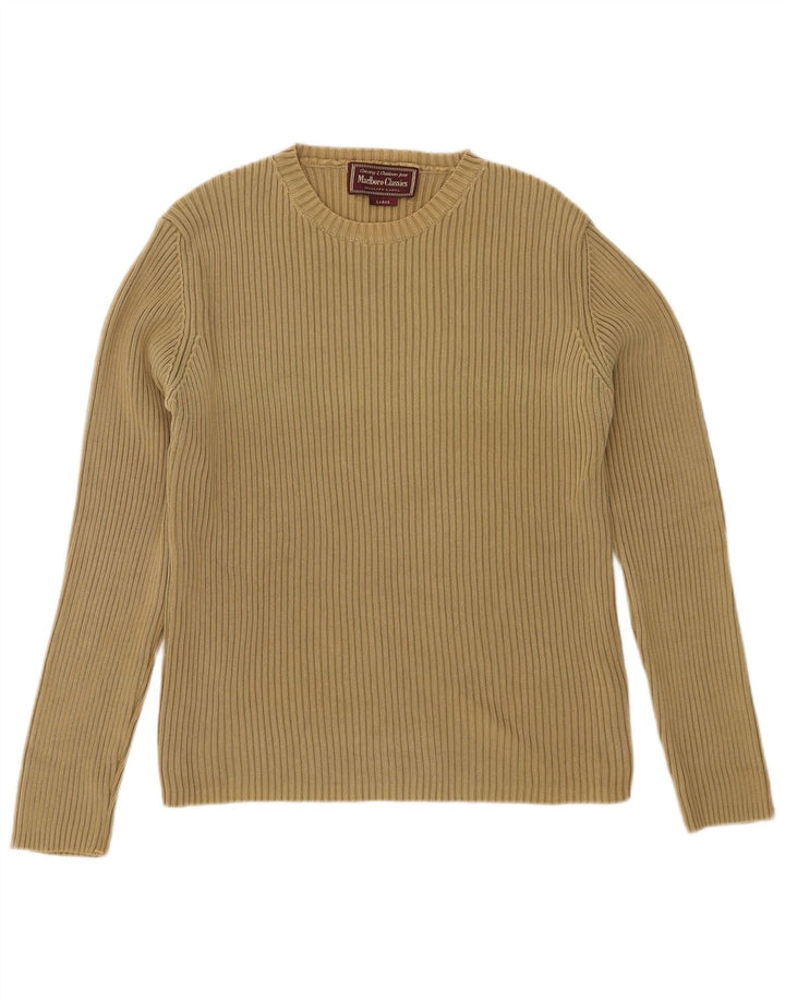 MARLBORO CLASSICS Męski sweter z okrągłym dekoltem, duży, bawełniany khaki