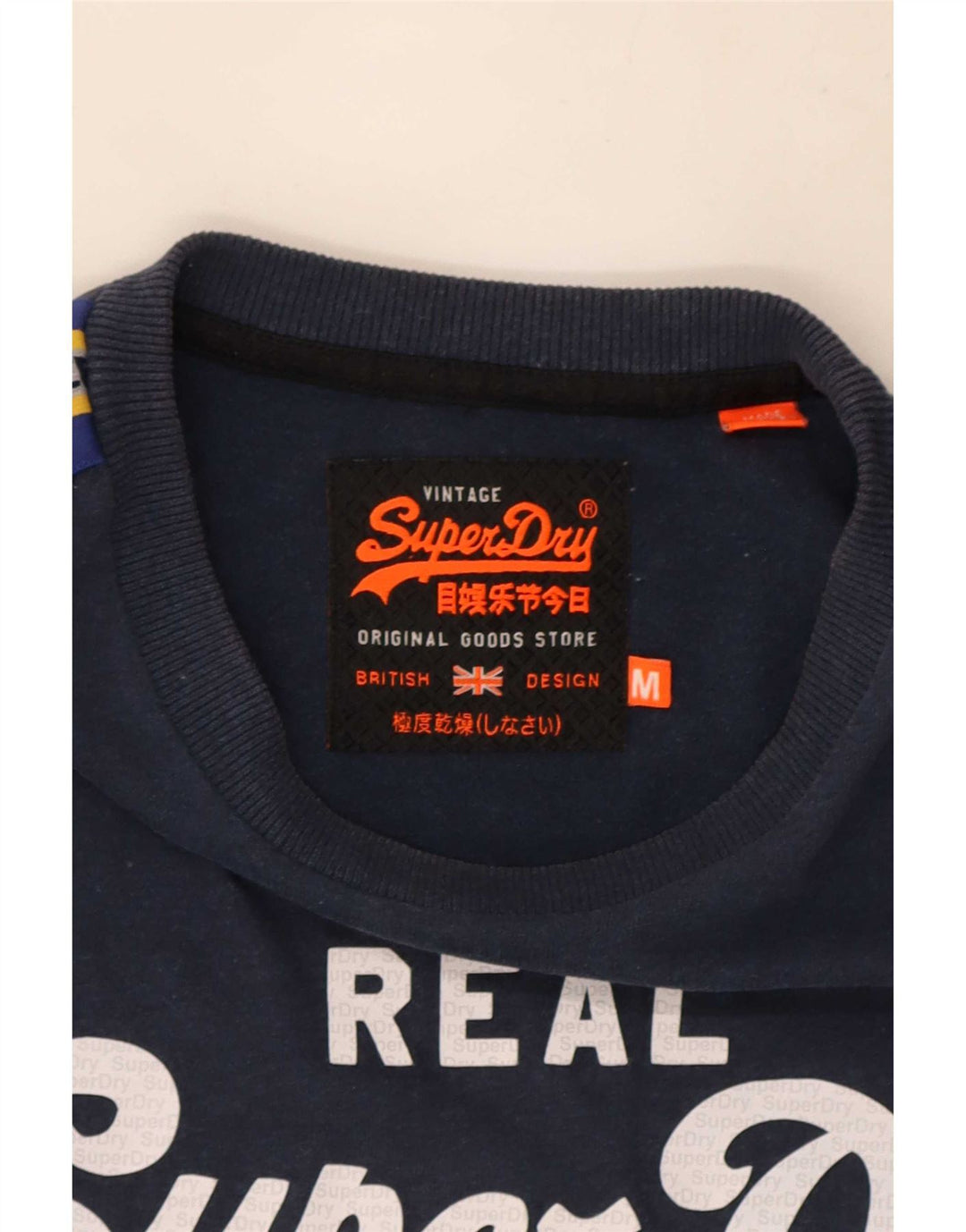 Męski T-shirt z grafiką Superdry z długim rękawem, średni granat