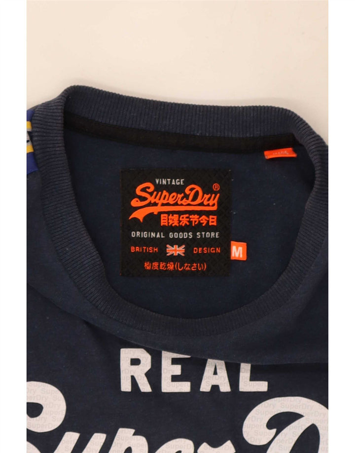 Męski T-shirt z grafiką Superdry z długim rękawem, średni granat