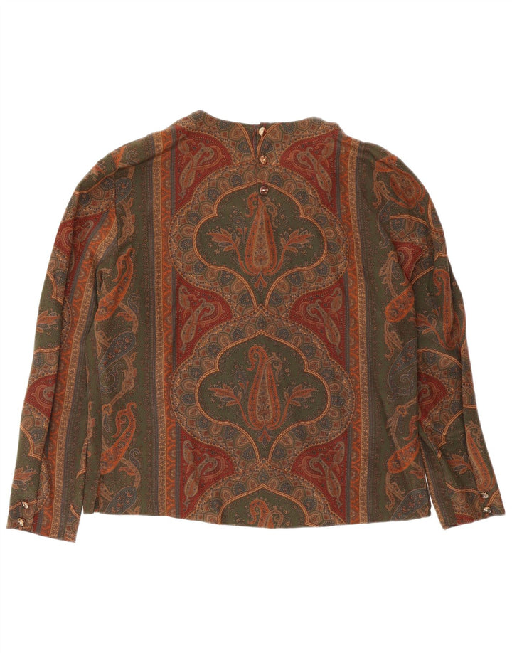 Damska bluzka w stylu vintage IT 46, duża, szara, jedwabna paisley
