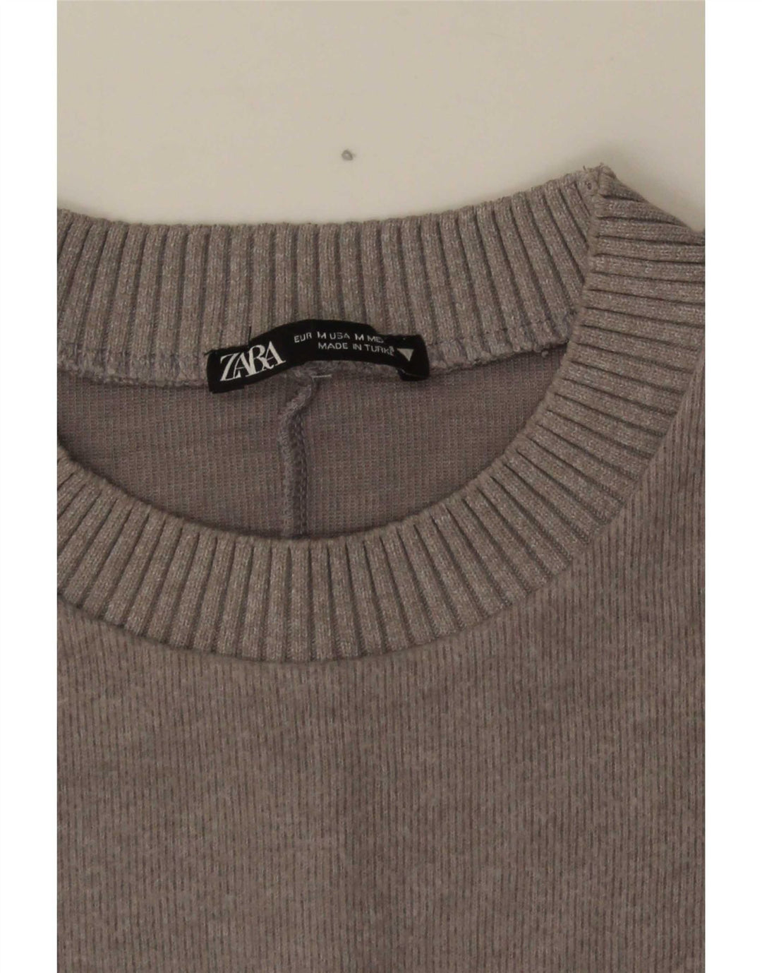 Sweter damski Zara z okrągłym dekoltem, UK 14, średni szary