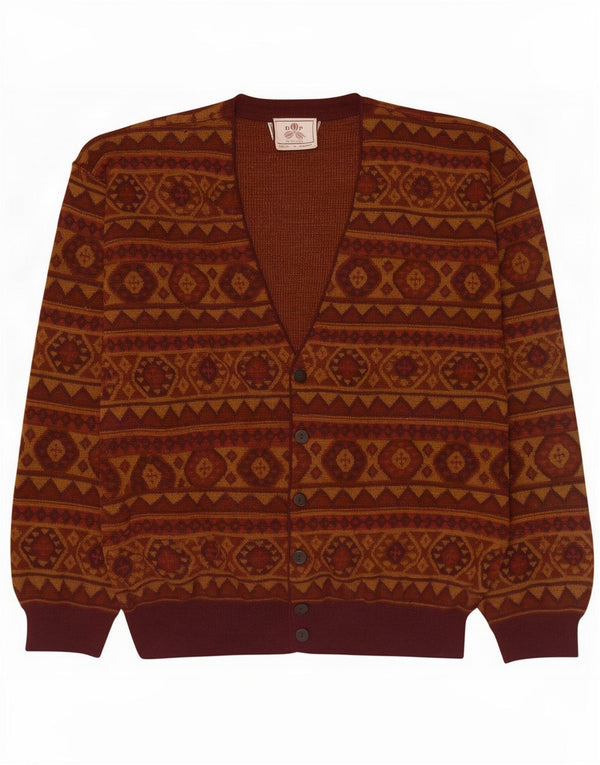 Męski sweter rozpinany De Pietri XL, brązowy, geometryczny