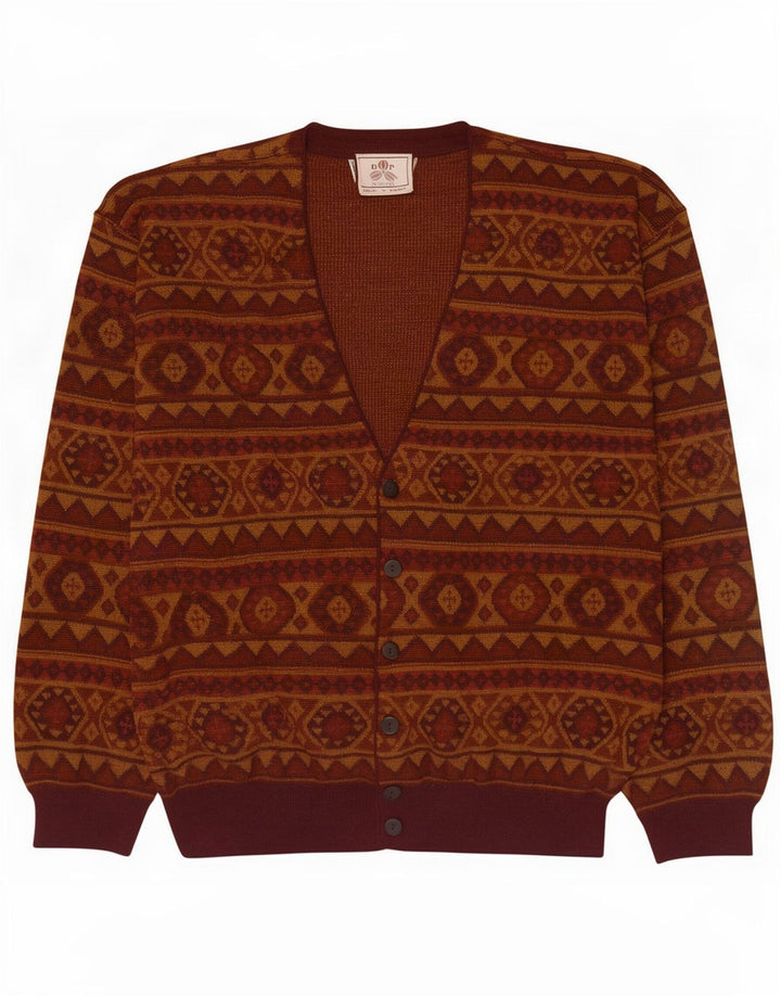 Męski sweter rozpinany De Pietri XL, brązowy, geometryczny