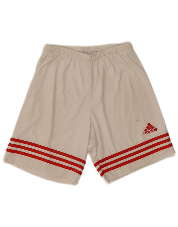 Męskie spodenki sportowe Adidas Climalite, małe, białe, poliestrowe