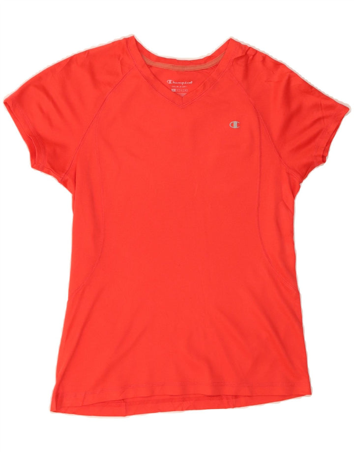 CHAMPION Womens T-Shirt Top UK 12 Medium Red Polyester Vintage Champion and Second-Hand Champion from Messina Hembry 