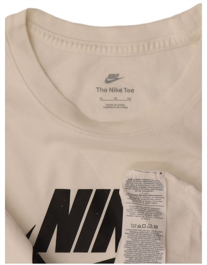 Męska koszulka graficzna Nike z długim rękawem XL, biała, bawełniana