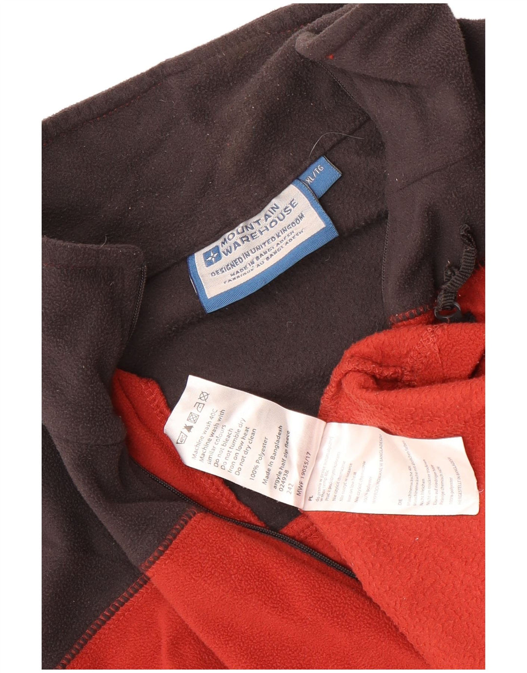 Męski sweter polarowy Mountain Warehouse z zamkiem błyskawicznym XL, poliester w kolorze czerwonym