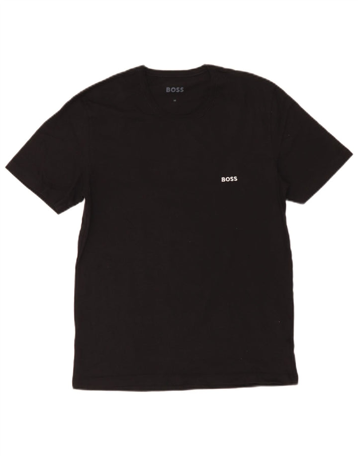 T-shirt męski Hugo Boss, średni czarny, bawełniany