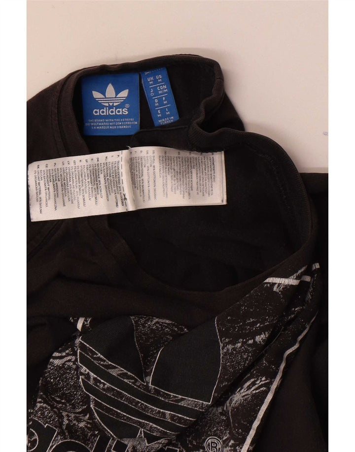 Męska koszulka z grafiką Adidas, średnia, czarna bawełna