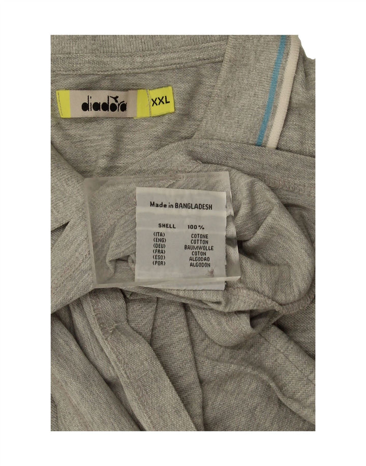 DIADORA Mens Polo Shirt 2XL Grey Cotton Vintage Diadora and Second-Hand Diadora from Messina Hembry 