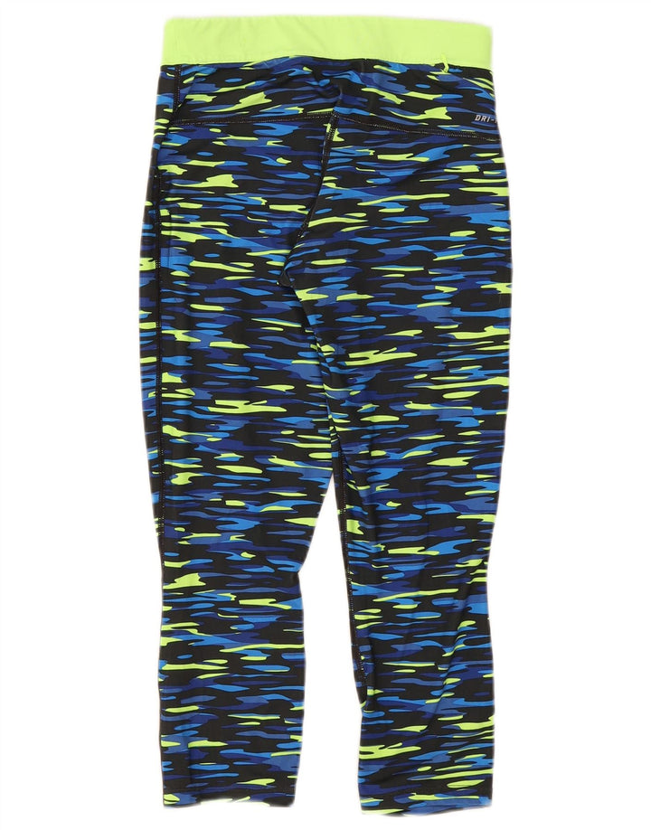 Damskie legginsy Nike Dri Fit Capri UK 10, mały, niebieski, kamuflażowy poliester