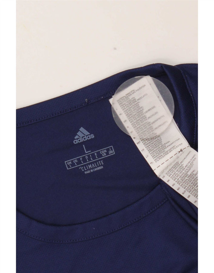 Męska koszulka Adidas Climalite Top, duża, granatowa, z blokami kolorów, poliestrowa