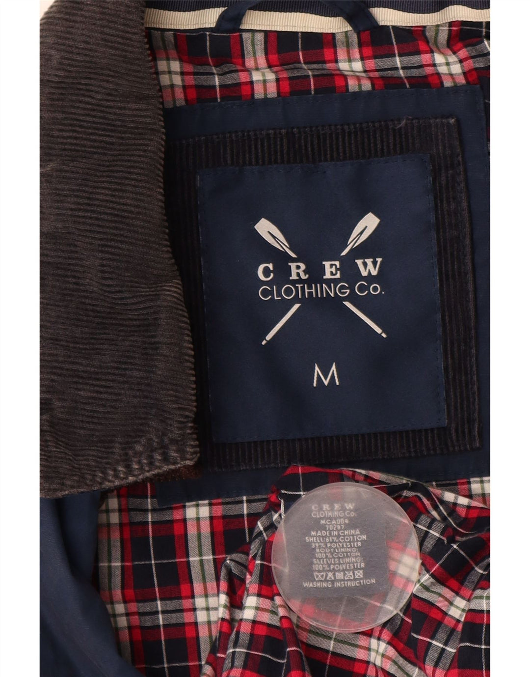 CREW CLOTHING Męska kurtka użytkowa UK 38, średnioniebieska, bawełniana