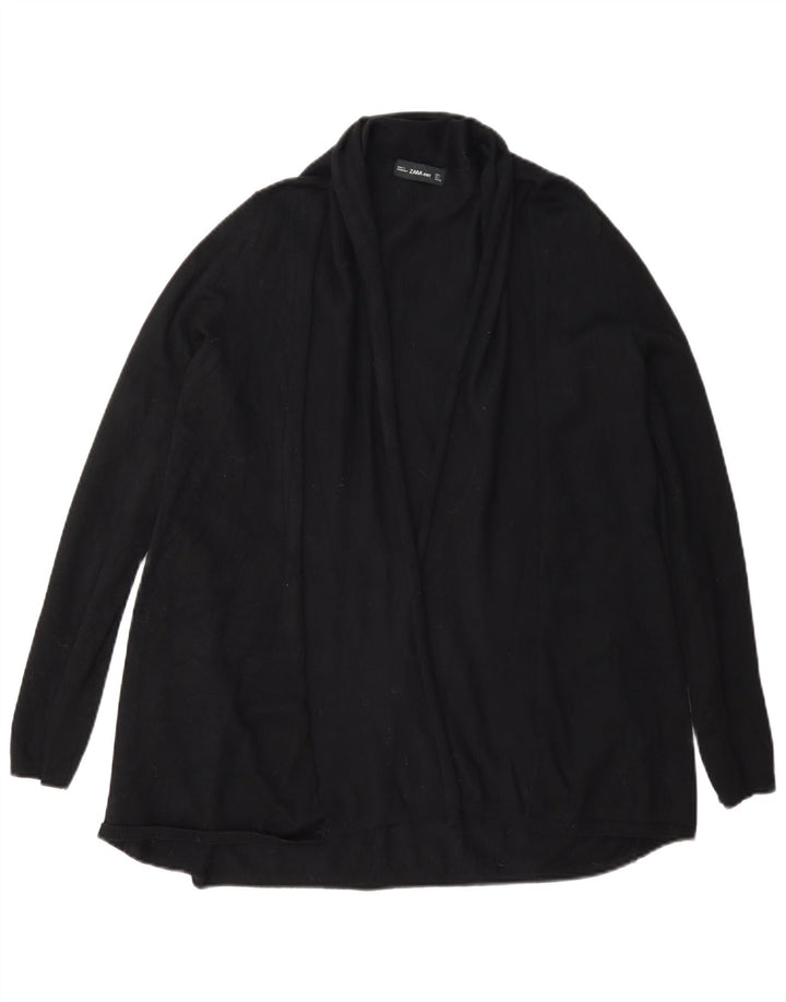 Sweter damski Zara z otwartym kardiganem UK 14, duża, czarna wiskoza