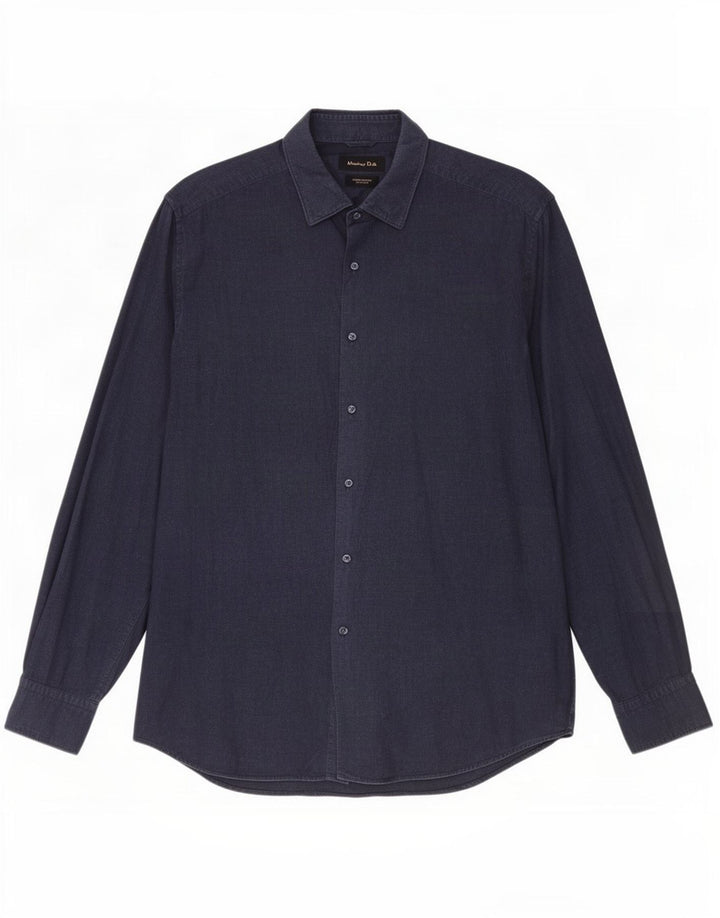 Koszula męska Massimo Dutti XL, bawełniana, granatowa