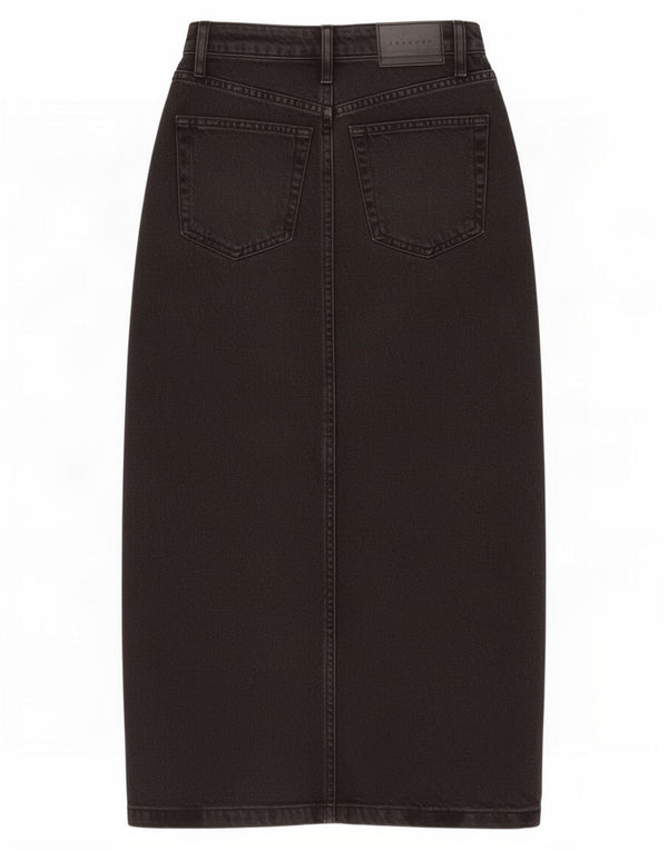 Topshop Womens High Waist Denim Skirt UK 8 Small W26 Black Cotton
