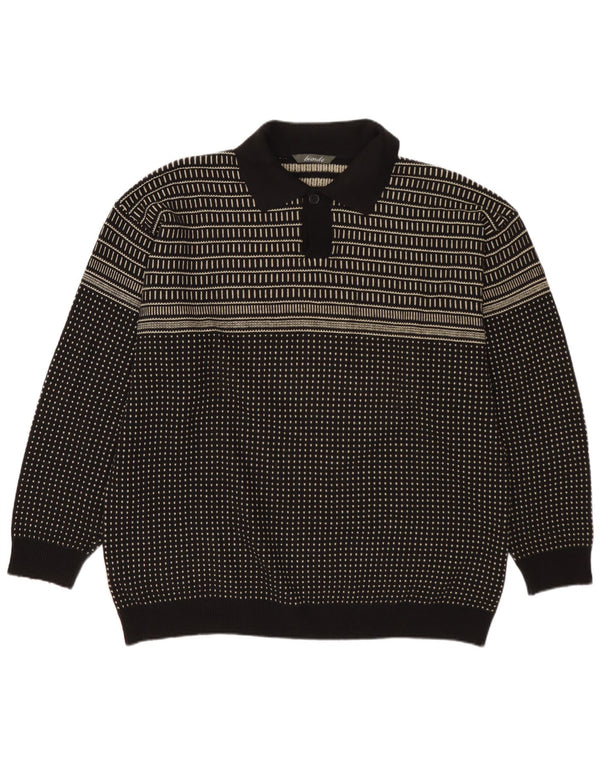 Męski sweter polo w stylu VINTAGE IT 54 XL, bawełniany w czarne cętki