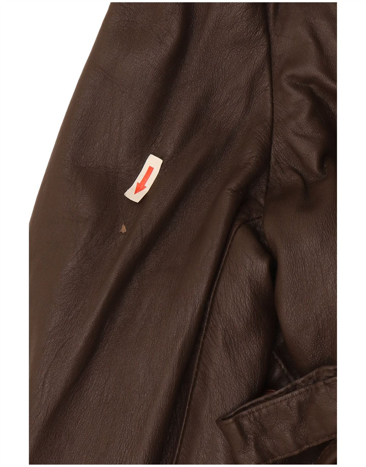 Vintage damska kurtka skórzana IT 46 duża brązowa skóra