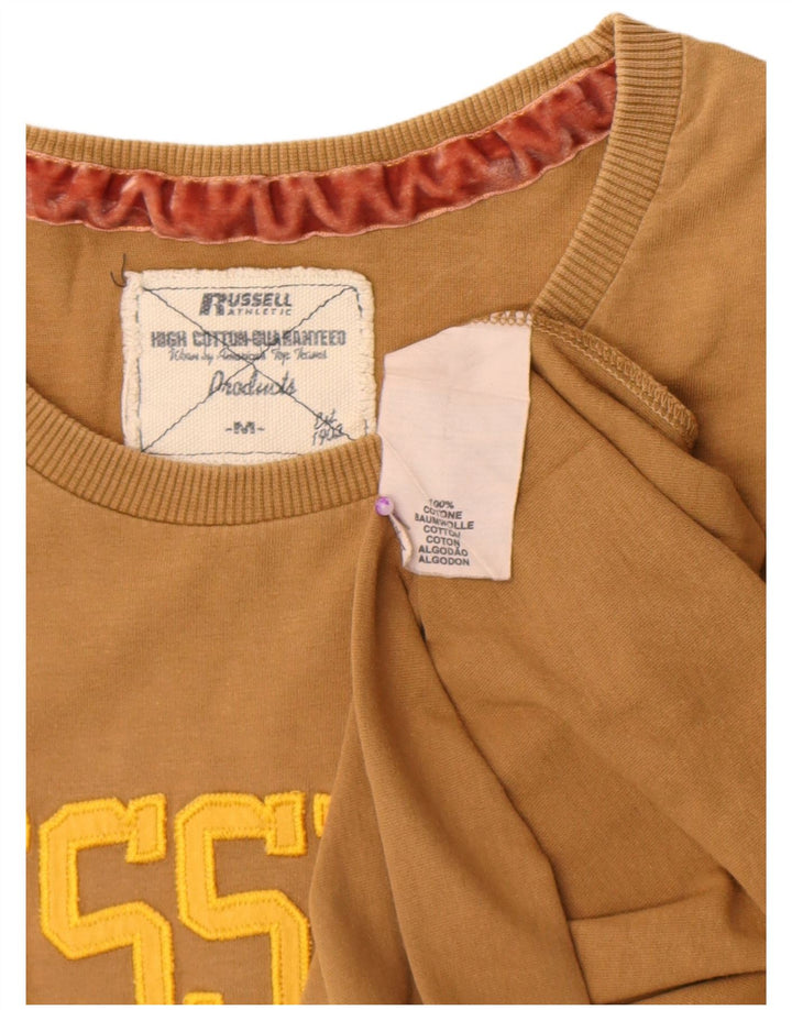 Męski T-shirt Russell Athletic z grafiką, bawełniany kolor khaki