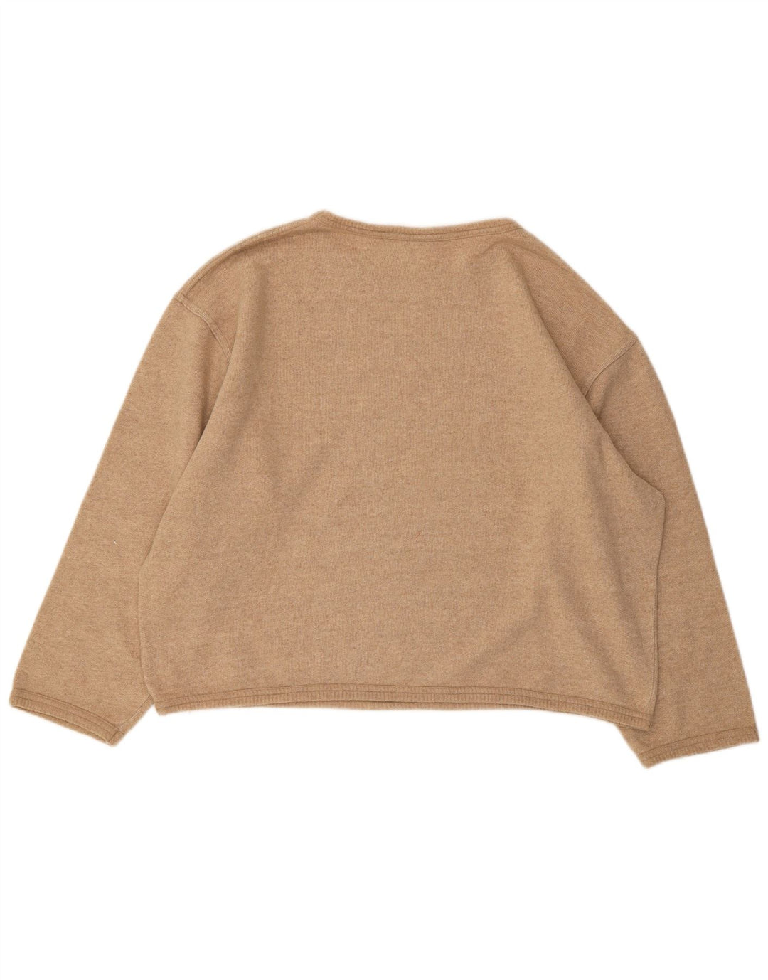 Damska bluza Stefanel z grafiką oversize, sweter UK 16, duża beżowa wełna