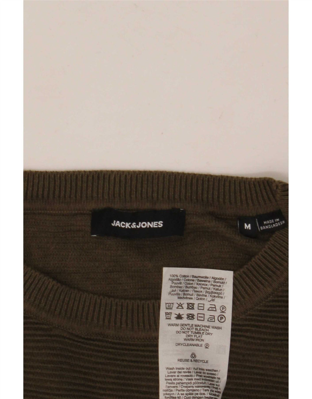 Męski sweter Jack & Jones z okrągłym dekoltem, średnia bawełna khaki