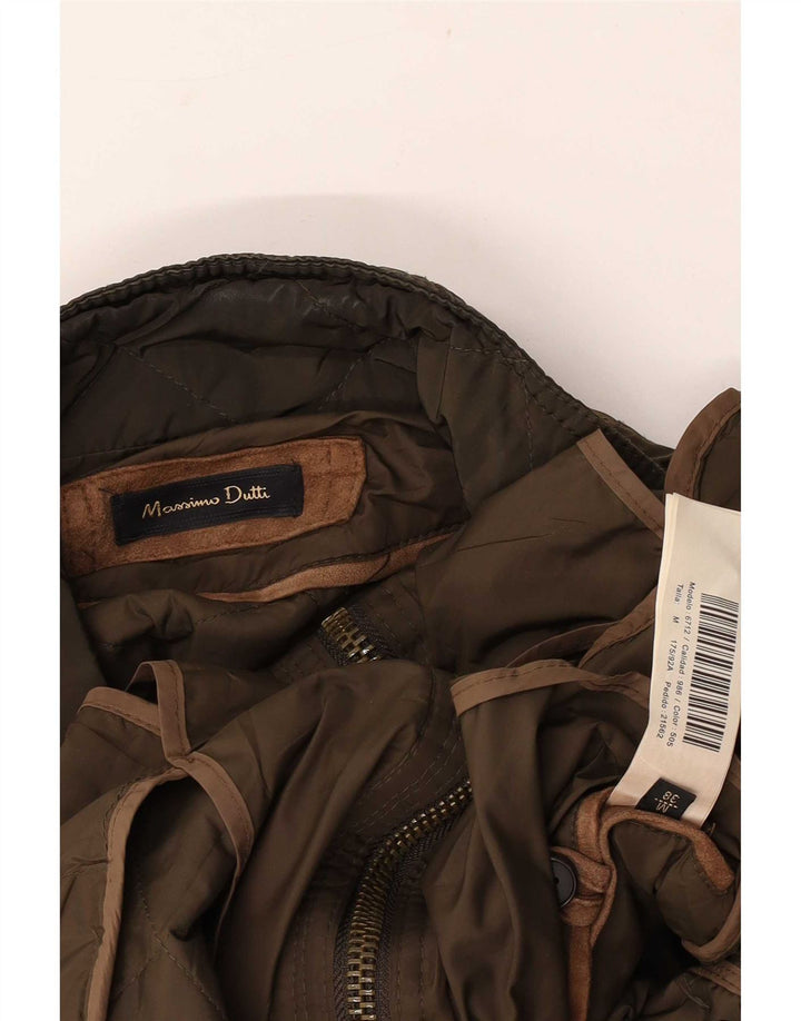 Damska pikowana kurtka Massimo Dutti UK 14, średni nylon khaki