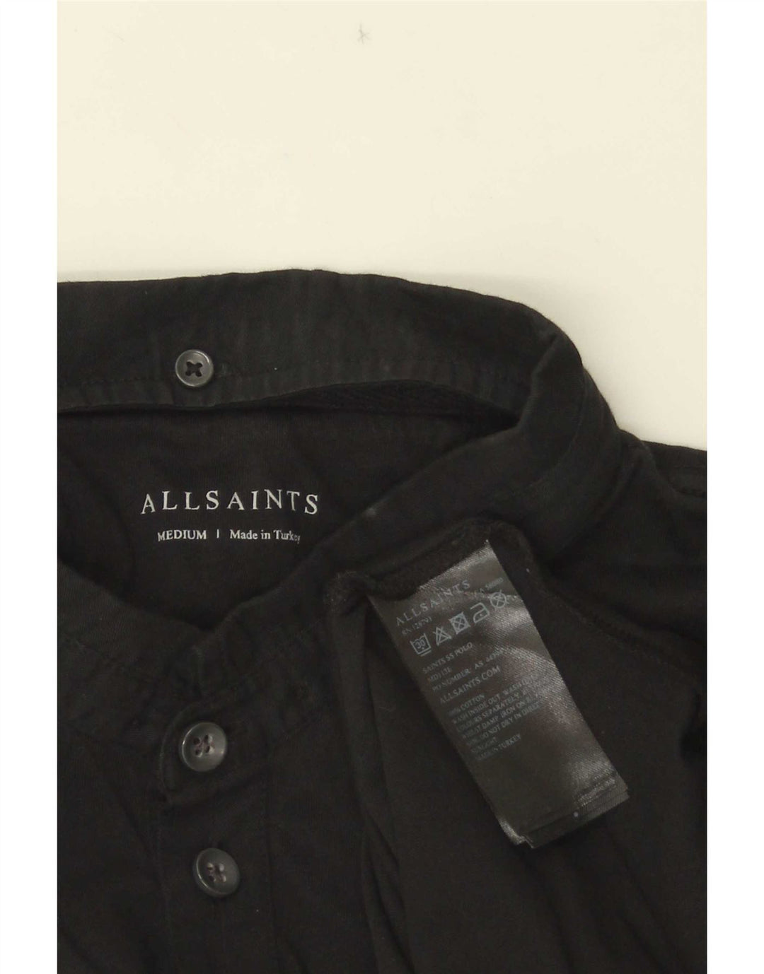 Męska koszulka polo All Saints, średnia czarna, bawełniana