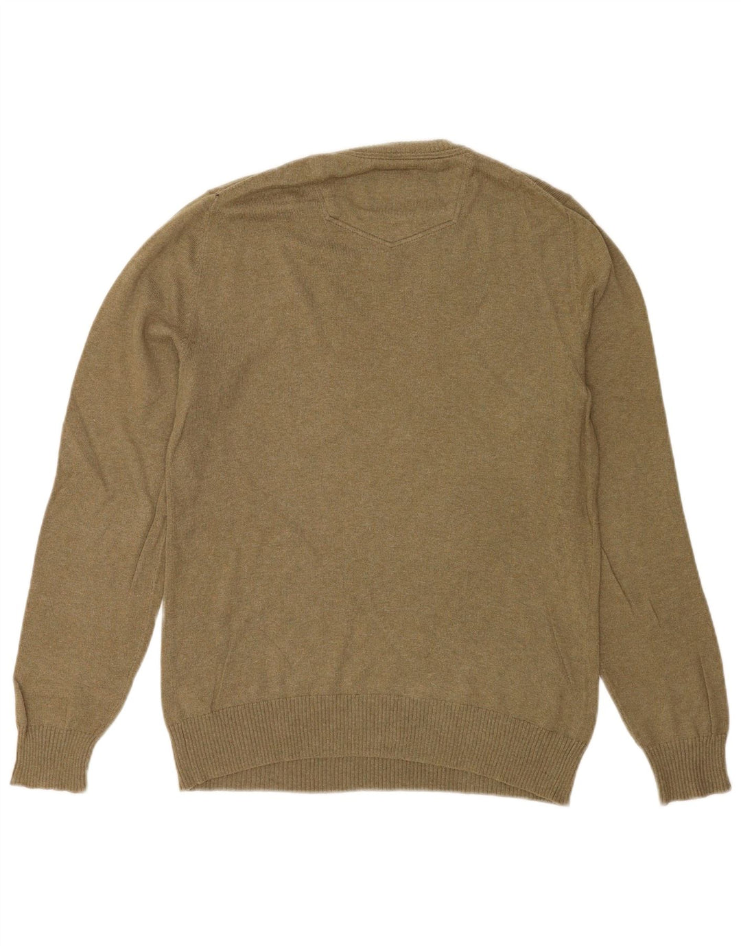 Męski sweter z dekoltem w serek Fat Face, mały, bawełniany khaki