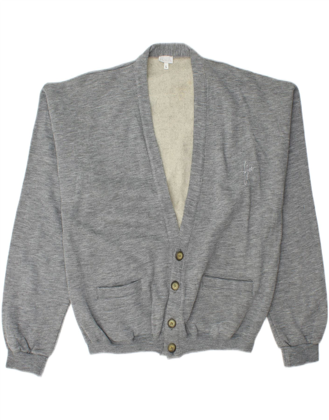 Męski sweter rozpinany VINTAGE, duży, szary, bawełniany