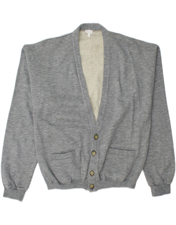 Męski sweter rozpinany VINTAGE, duży, szary, bawełniany